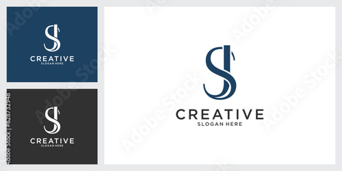 SJ or JS initial letter logo design vector