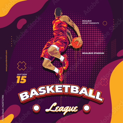 basketball league purple design template