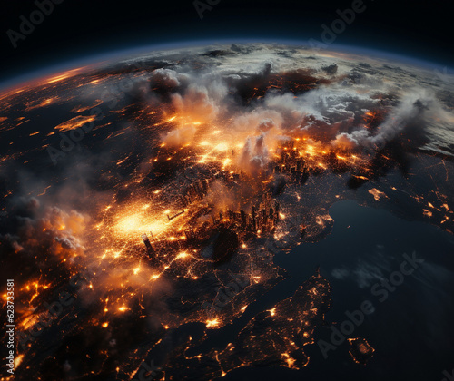 Astronomical Tragedy: Earth's Cataclysmic Blaze, generative ai
