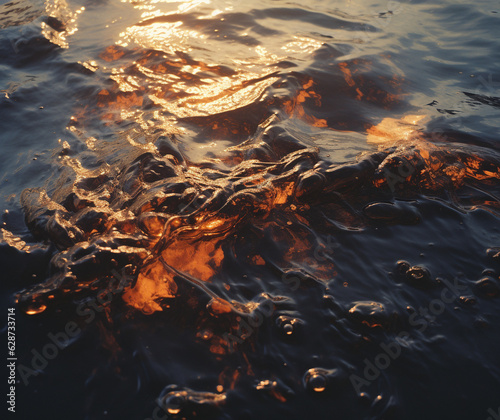 the ocean on fire after a spill, generative ai