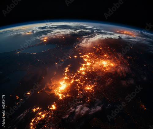 Planetary Firestorm  Satellite s View of Earth s Crisis  Generative AI