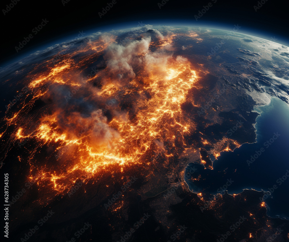 Inferno Earth: Satellite Perspective of Planetary Fires, Generative AI