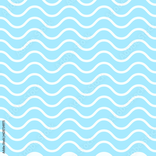 Blue water wave background, white water wave on blue background, wavy background vector illustration.
