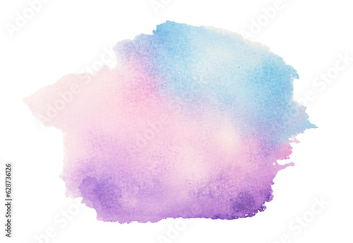 Pink and blue watercolor stains with hand painted on paper texture background