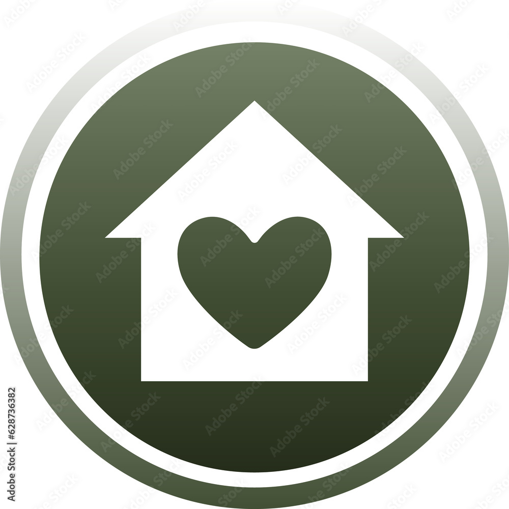 Digital png illustration of home logo with heart on transparent background