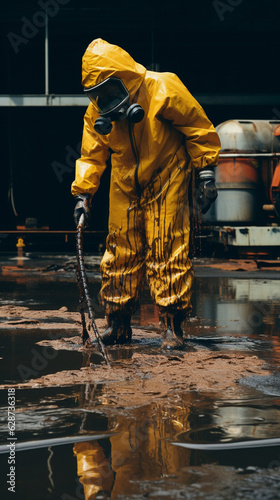 Safety First: Hazmat Suit Expert Collecting Crucial Data, generative ai