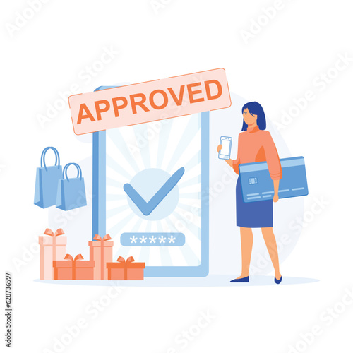 Concept of payment approved, Online mobile payment and banking service, flat vector modern illustration 