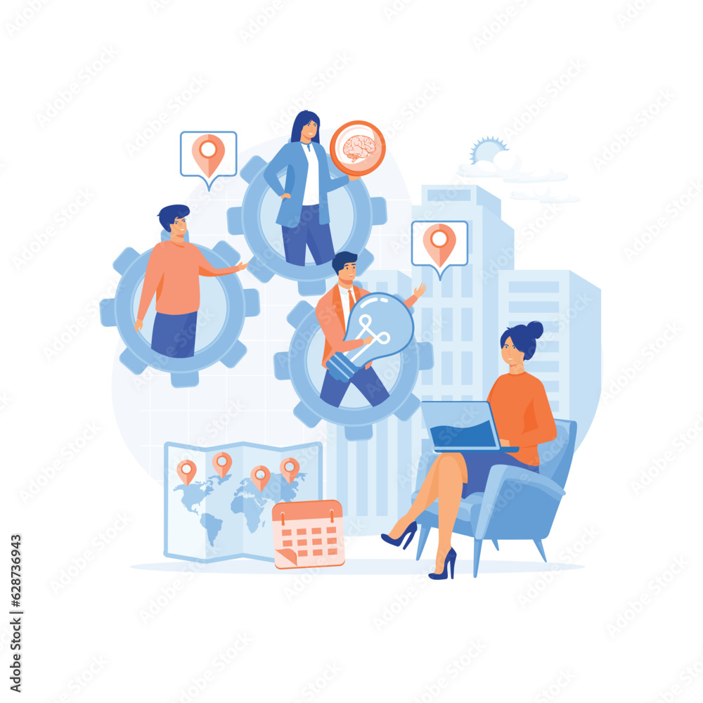 Outsourcing concept. Company development and business strategy. flat vector modern illustration Outsourcing concept. Company development and business strategy. flat vector modern illustration