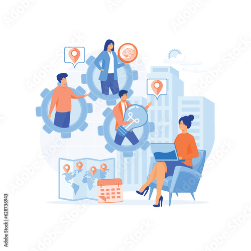 Outsourcing concept. Company development and business strategy. flat vector modern illustration 