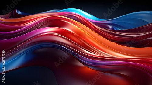 3d render, abstract background with colorful neon wavy line, Ai Generative
