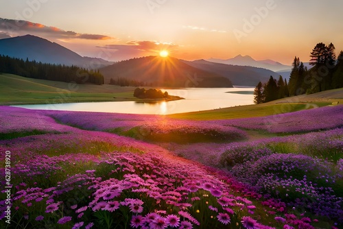 lavender field at sunrise GENERATIVE AI