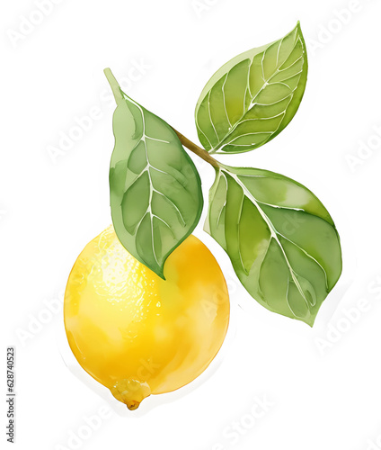 lemon sticker water color. ai generate