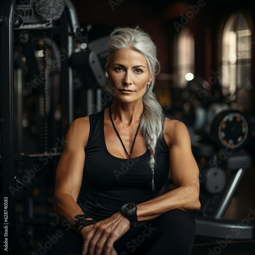 mature woman at gym Image generative AI