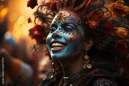 portrait of a woman in Halloween carnival mask