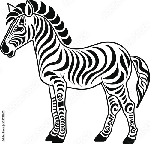 Zebra With Mandala coloring pages vector animals