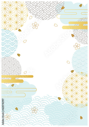 和柄模様背景_縦型