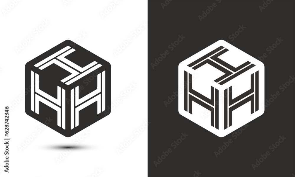 h letter logo design with illustrator cube logo, vector logo modern ...