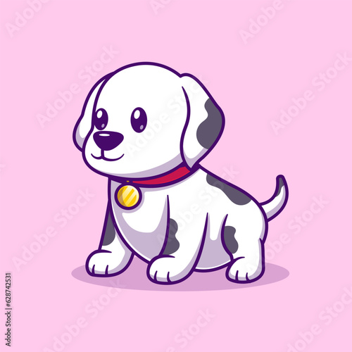 Cute Damatian Dog Sitting Cartoon Vector Icon Illustration. 
Animal Nature Icon Concept Isolated Premium Vector. Flat 
Cartoon Style