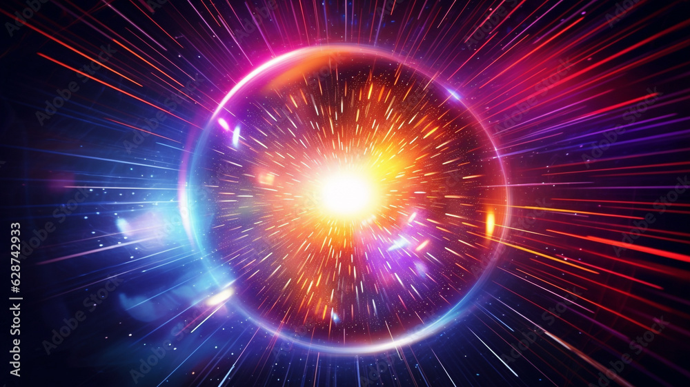 Obraz premium abstract background with glowing circles, abstract background with circles, disco light explosion, AI generated.