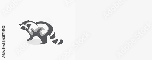 walk raccoon look side response art logo symbol design template illustration inspiration
