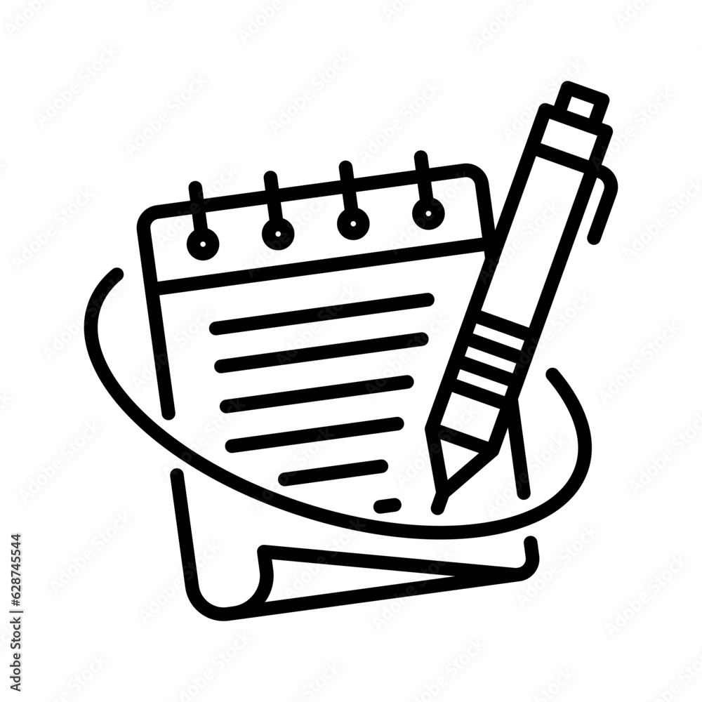 note icon with pen vector design in line style note icon with pen vector design in line style