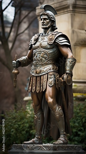 An imposing Roman statue, a vestige of ancient art and architecture. Generative AI © Sebastián Hernández