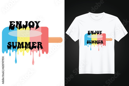 Beautiful color mixed enjoy summer text vector t shirt