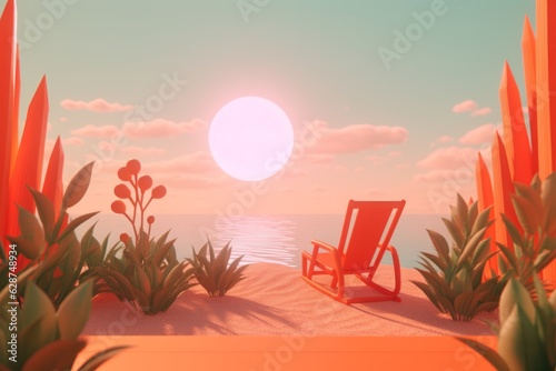 3D Render of a Retro Classic Summer Background