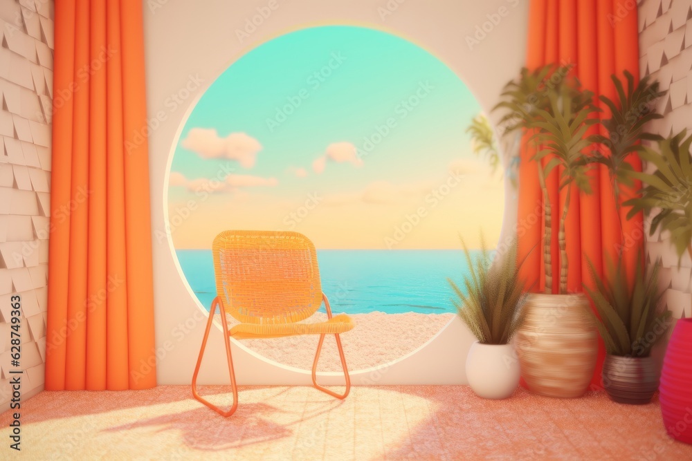 3D Render of a Retro Classic Summer Background
