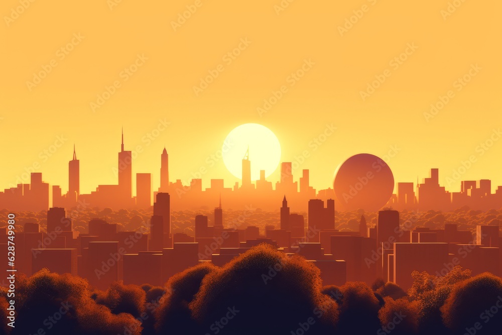 3D Render of a Summer Sunset Cityscape 3D Render of a Summer Sunset Cityscape