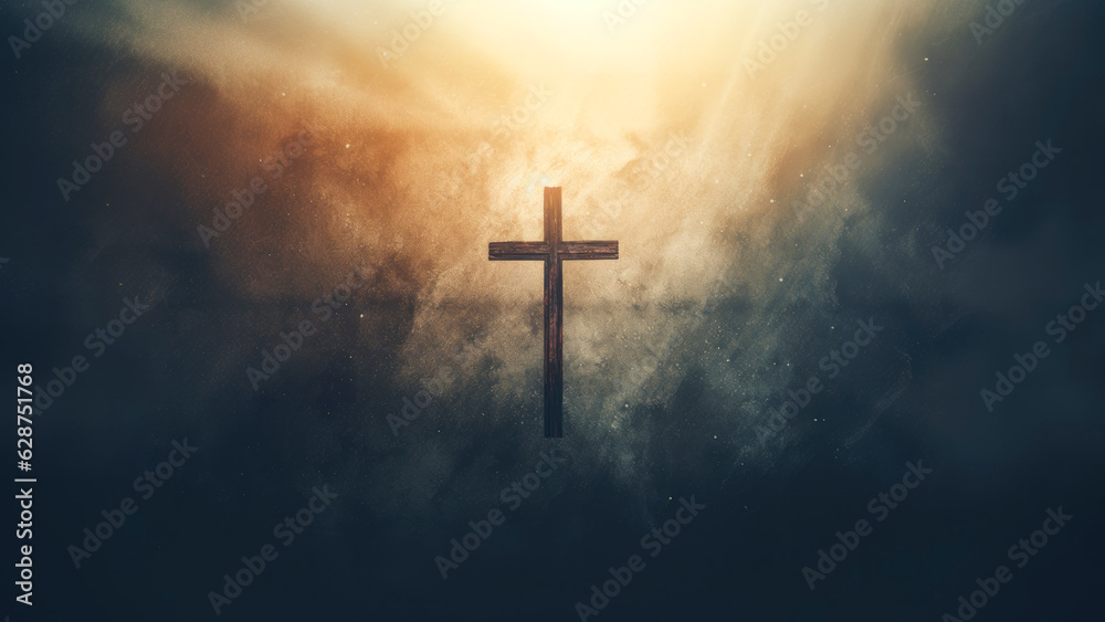 Fototapeta premium Cross on textured background with copy space for your text or image
