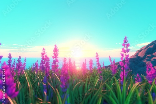 3D Render of an Iridescent Summer Theme Background