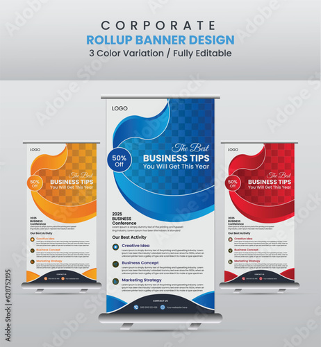 PSD real estate agency roll up banner design or pull up banner template