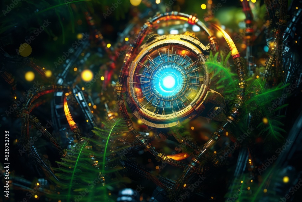 3D Texture Render of Nature and Technology Fusion of Circuitry and Flora Background 3D Texture Render of Nature and Technology Fusion of Circuitry and Flora Background
