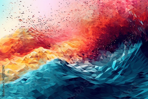 Abstract Wave Mesh Point Cloud Array Background Design