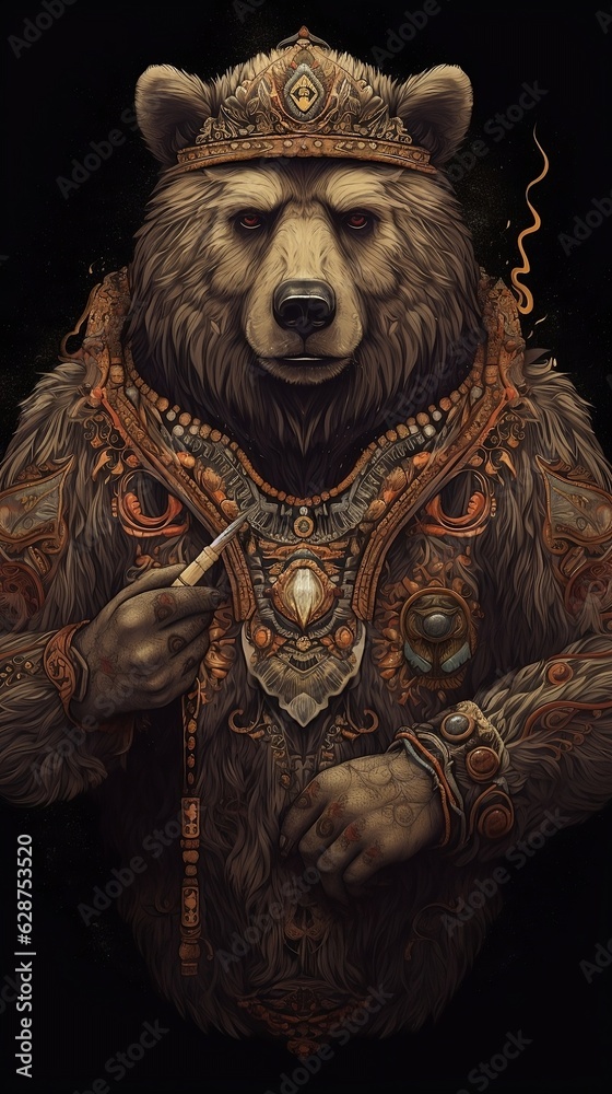 Wild Ink: Embracing Nature's Spirit - The Majestic Bear with Tribal Tattoos