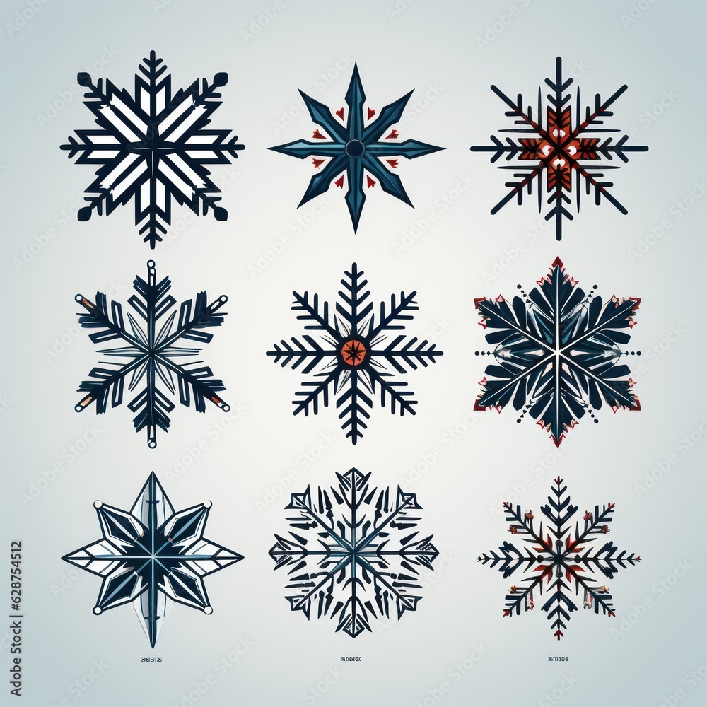 Fototapeta premium Winter's Whimsical Snowflake Doodles A Vector Image Celebrating Love