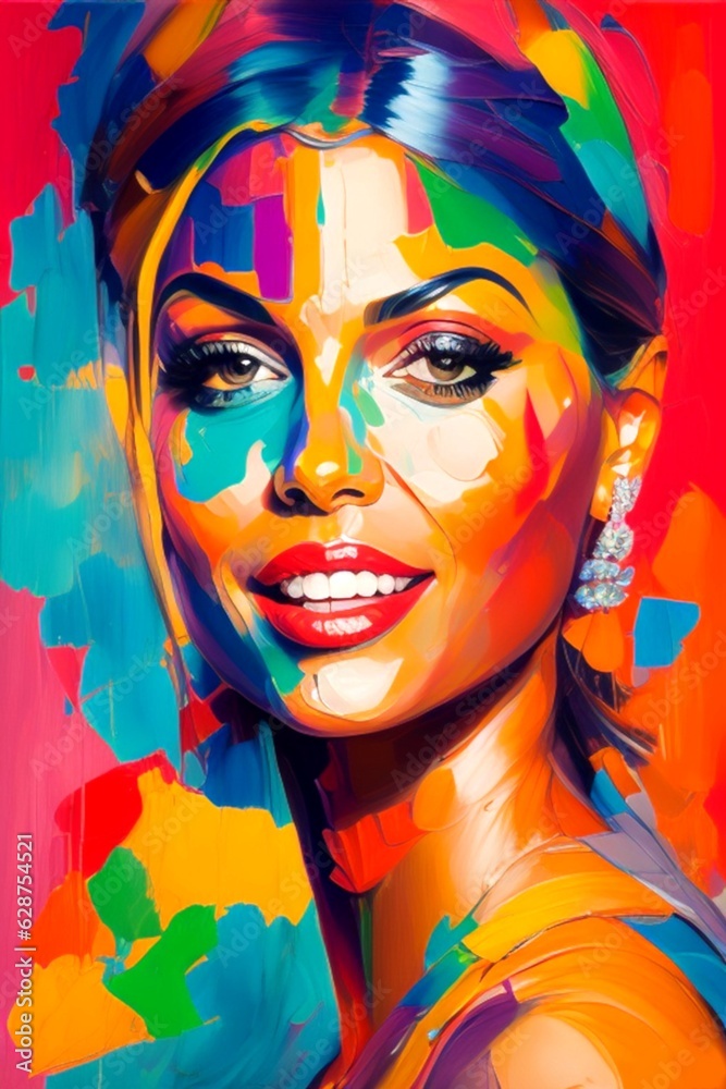 Fototapeta premium portrait of a woman with painted face. generative ai.