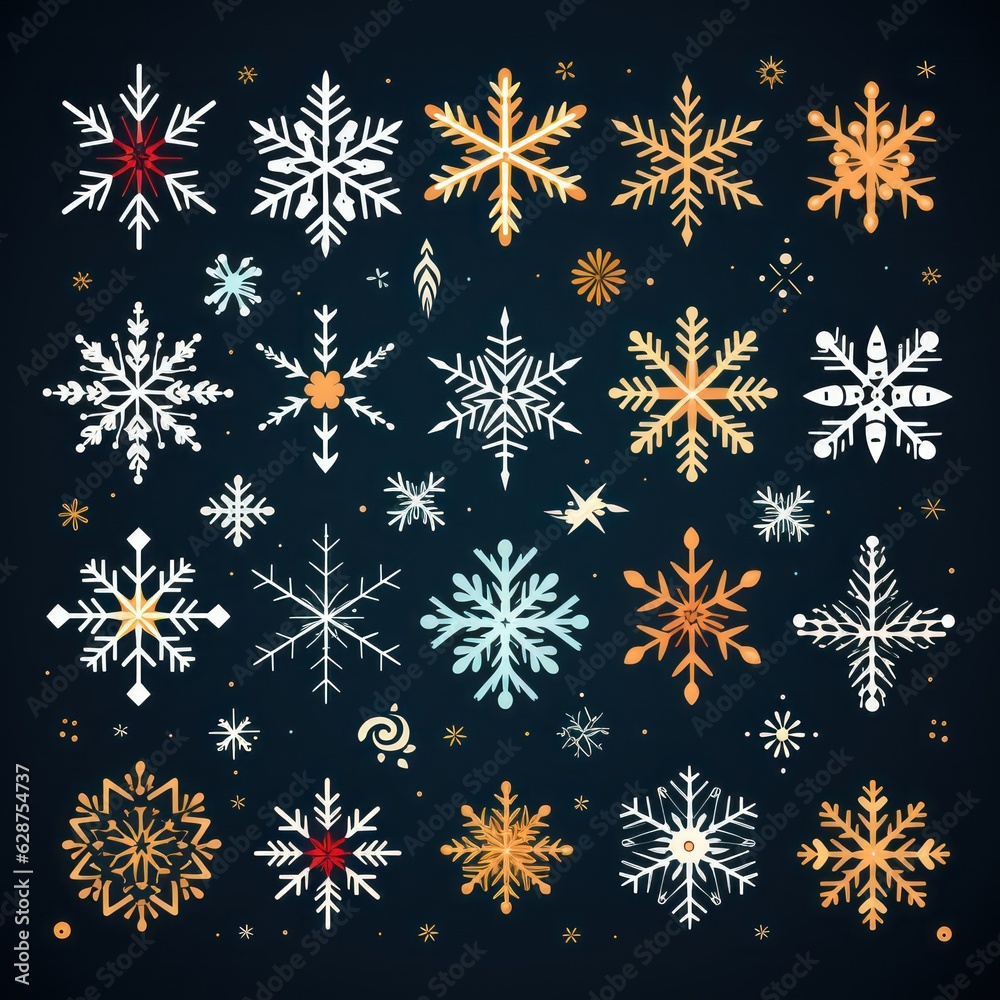 Winter's Whimsical Snowflake Doodles A Vector Image Celebrating Love