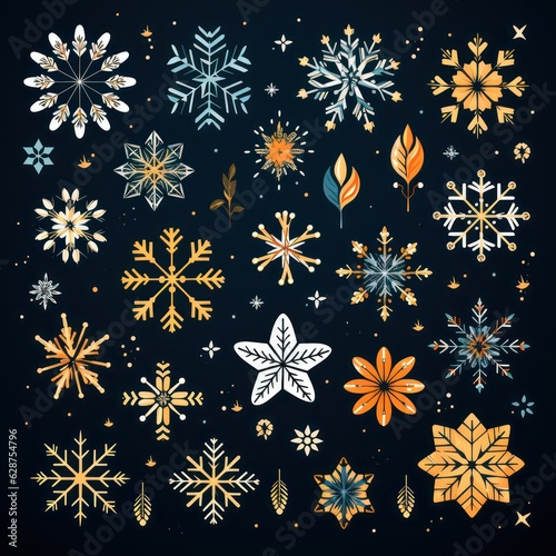 Winter's Whimsical Snowflake Doodles A Vector Image Celebrating Love