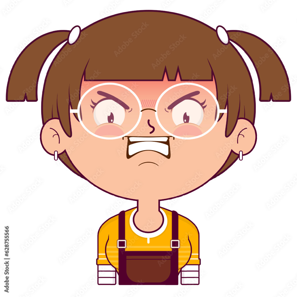girl angry face cartoon cute