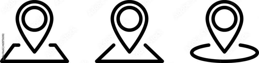 Set of linear icons of map pin point as a concept of place location Set of linear icons of map pin point as a concept of place location