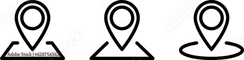 Set of linear icons of map pin point as a concept of place location
