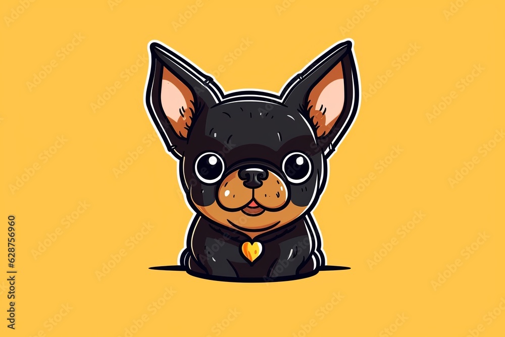 Chihuahua Dog Graphic Illustration Isolated on a Monochrome Background