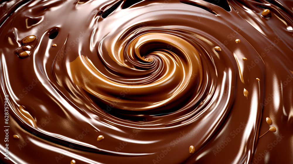 photograph of Melted chocolate swirl background macro lens realistic studio lighting. generative ai photograph of Melted chocolate swirl background macro lens realistic studio lighting. generative ai