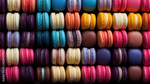 Colorful sweet macarons. A colorful and delicious dessert for a wonderful treat. Generative AI