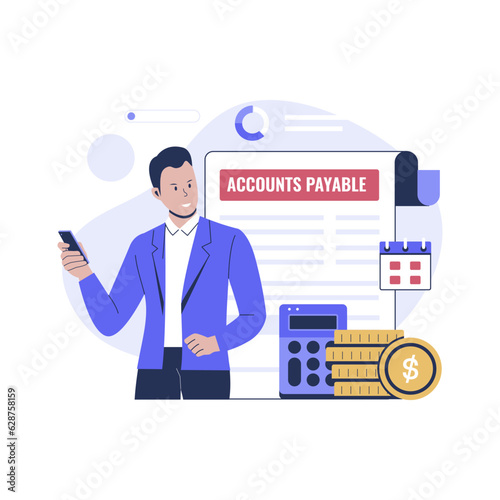 Accounts payable illustration design concept business. Flat vector illustration isolated on white background
