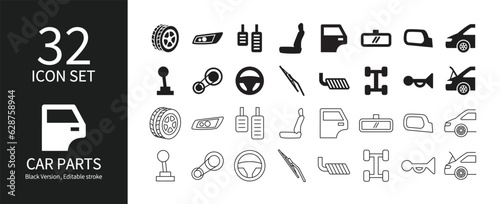 Various car part icon sets