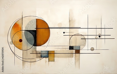 Painting style illustration abstract art geometric shape and line, generative ai
