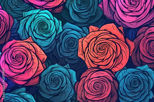 Colorful Roses Background Wallpaper Graphic Illustration